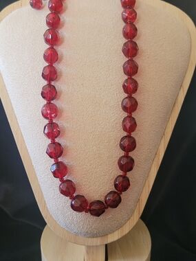 Red Faceted Bead Necklace - Women Jewelry